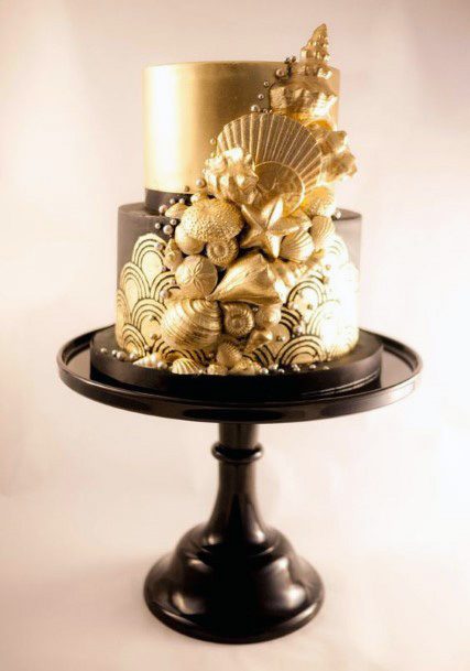 Golden Shells Wedding Cake