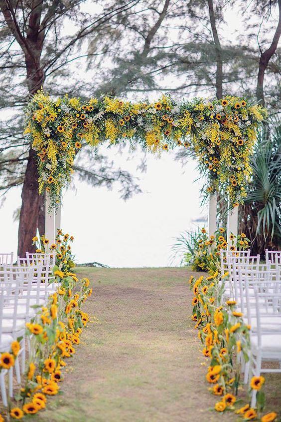 Golden Sunflowers Wedding Arch Flowers