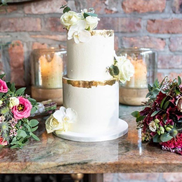 Golden Tinted 2 Tier Wedding Cake