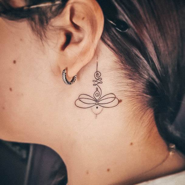 Good Behind The Ear Dragonfly Tattoos For Women