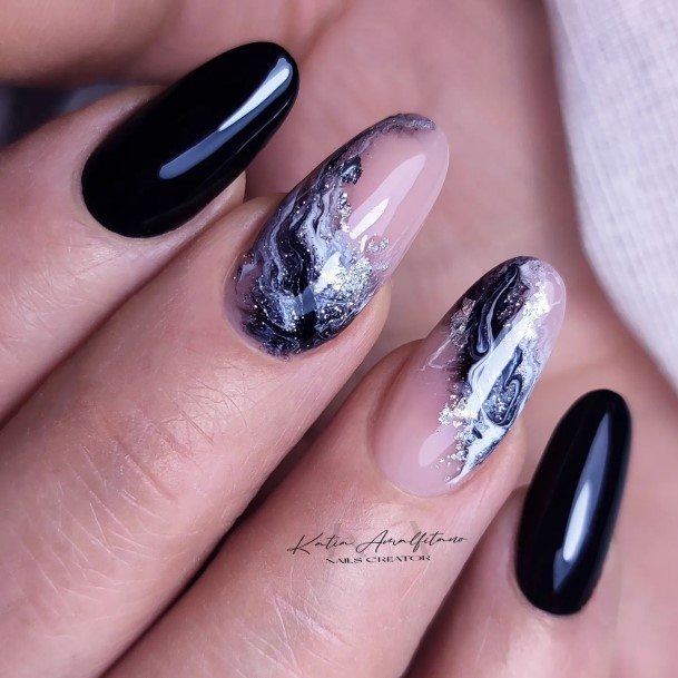 Good Black And White Marble Nails For Women