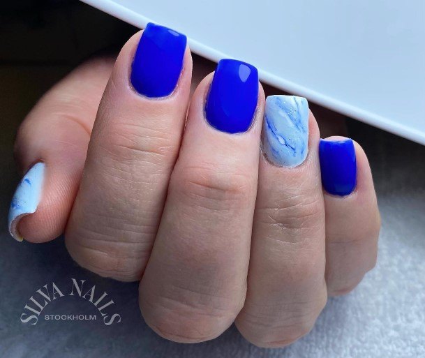 Good Blue Short Nails For Women