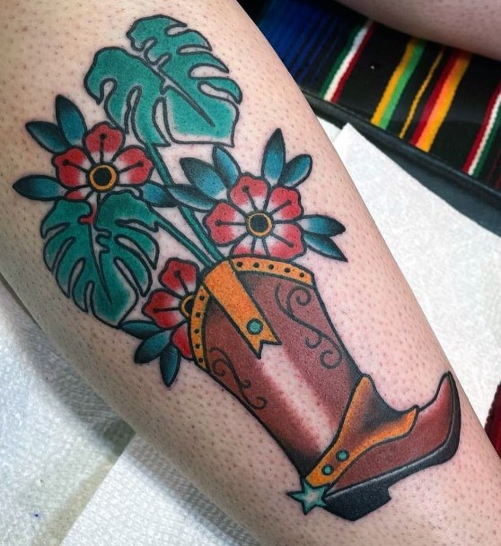 Good Cowboy Boot Tattoos For Women