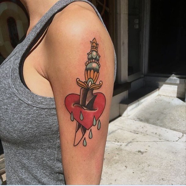 Good Dagger Heart Tattoos For Women