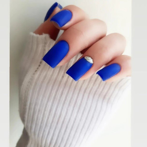 Good Dark Blue Matte Nails For Women