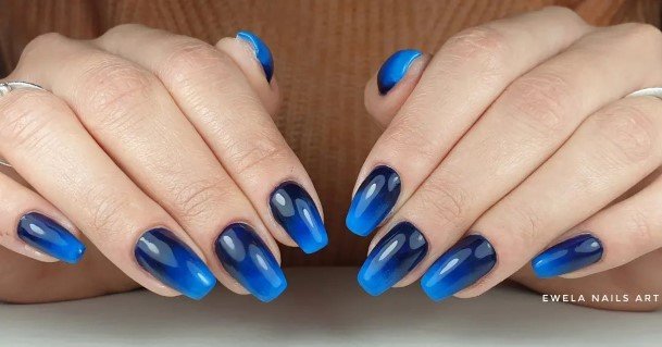 Good Dark Blue Ombre Nails For Women