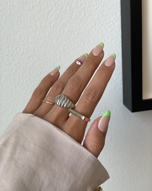 Good Green French Tip Nails For Women