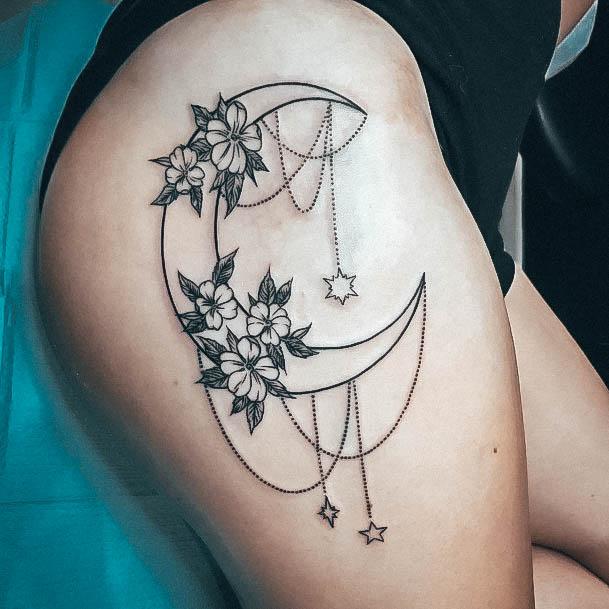 Good Hip Tattoos For Women Moon Stars