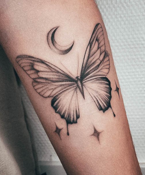 Good Moon And Stars Tattoos For Women