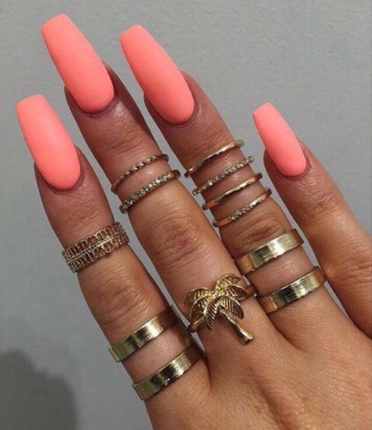 Good Peach Matte Nails For Women