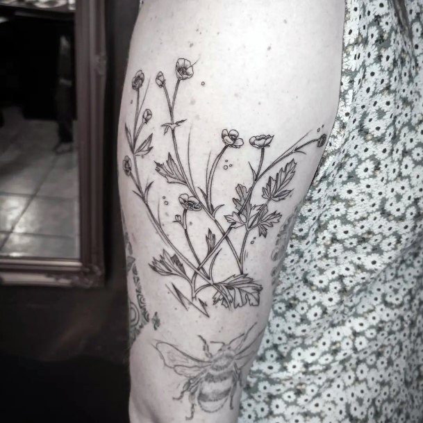 Top 100 Best Ranunculus Buttercup Tattoos For Women - Flower Designs