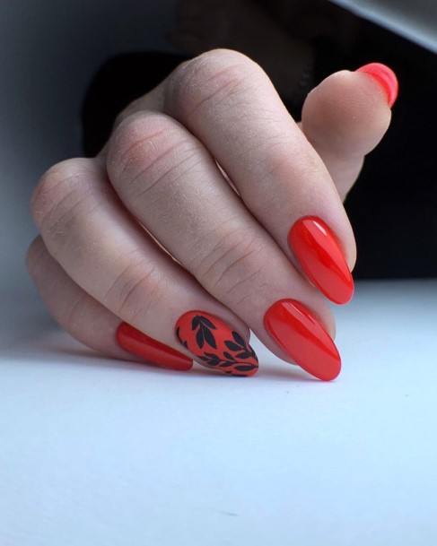 Good Red And Black Matte Nails For Women