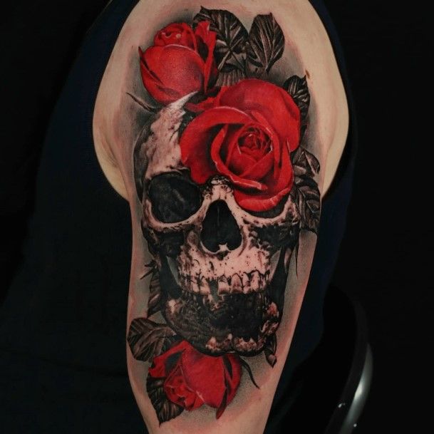 Good Skull And Rose Tattoos For Women