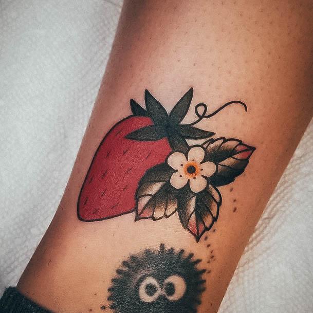 Good Strawberry Tattoos For Women