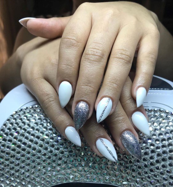 Good White And Silver Nails For Women