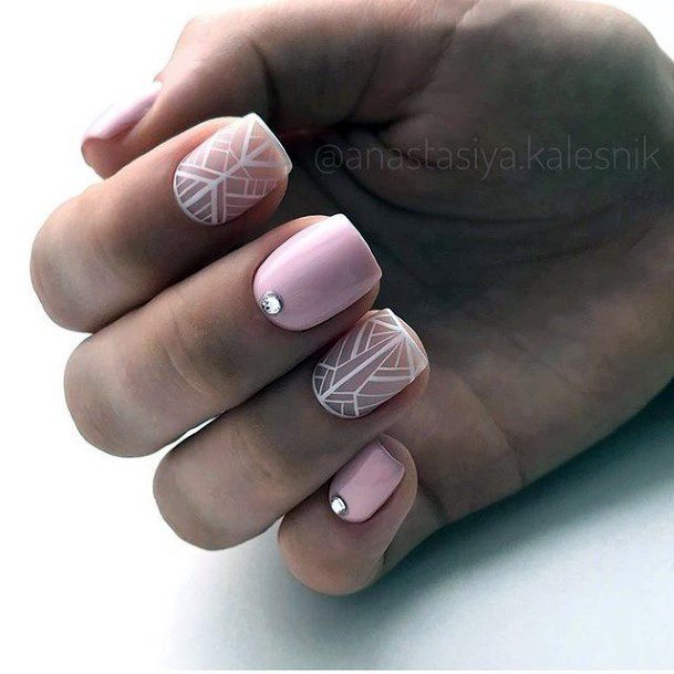 Good White With Rhinestones Nails For Women