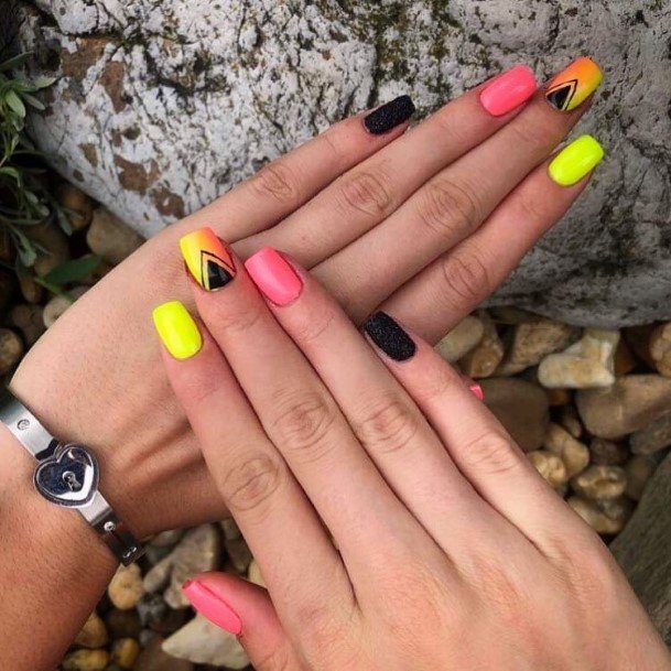 Good Yellow And Pink Nails For Women