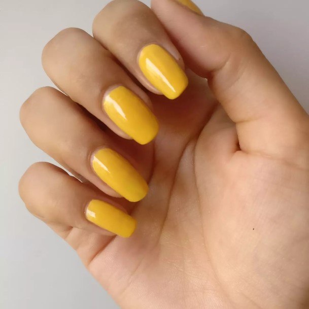 Good Yellow Square Nails For Women