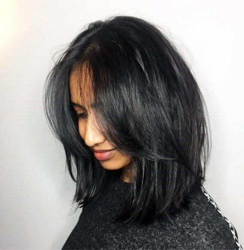 Gorgeous And Hottest Black Layered Shiny Bob Womens Hairstyle Idea