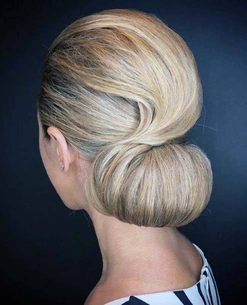 Gorgeous And Polished Dirty Blonde Highlighted Updo Womens Hairstyle Inspiration