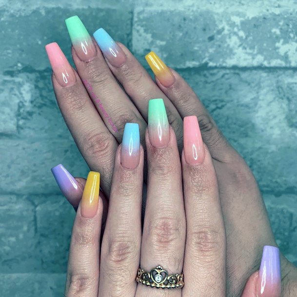 Gorgeous Ballerina Rustic Pastel Ombre Womens Colorful Nail Ideas