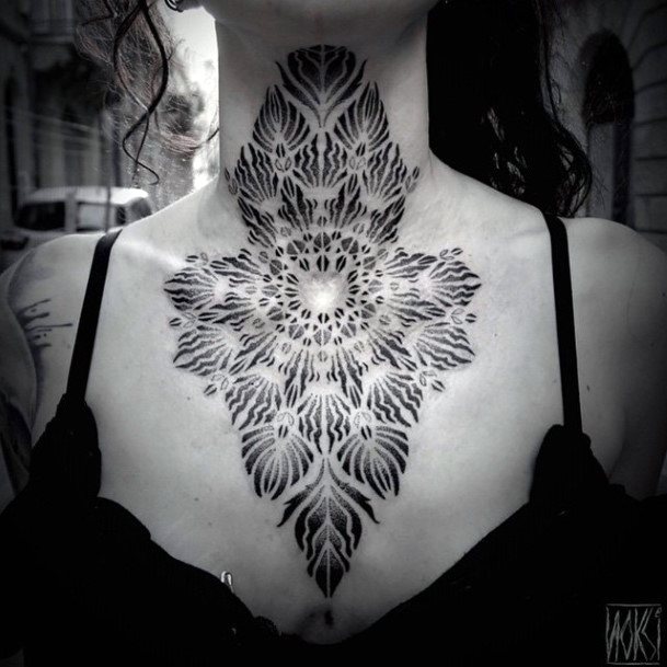 Gorgeous Black Neck Tattoo For Women