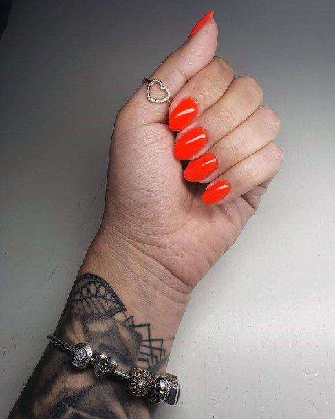 Gorgeous Bright Neon Orange May Nail Ideas For Ladies