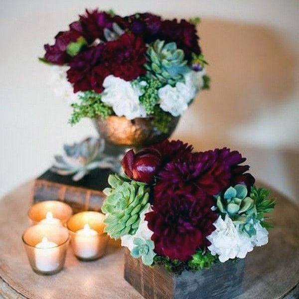 Gorgeous Burgundy Flowers Wedding Decorations