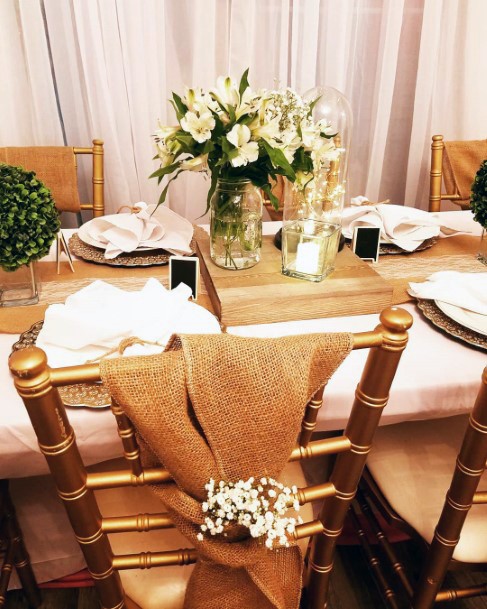 Gorgeous Burlap Chair Decor Wedding