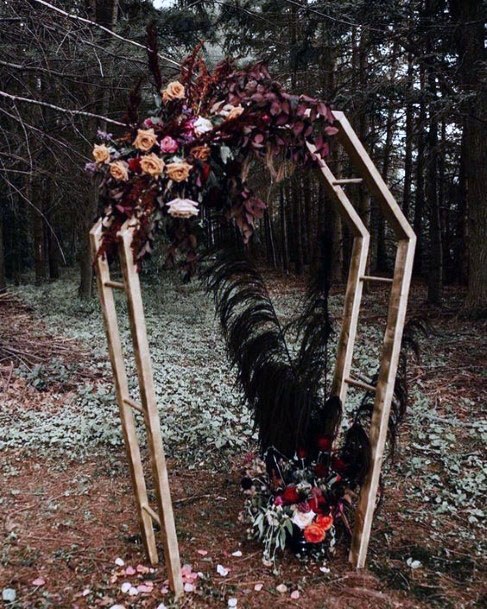 Gorgeous Coffin Style Arch Fall Dark Floral Halloween Wedding Inspiration