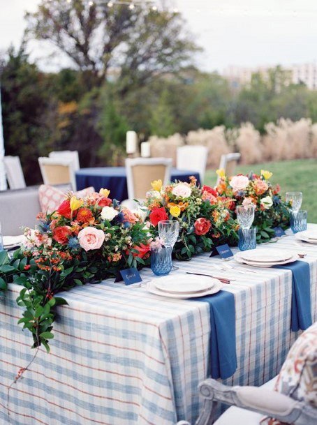 Gorgeous Colorful Floral Table Runner Decorations For Wedding Ideas