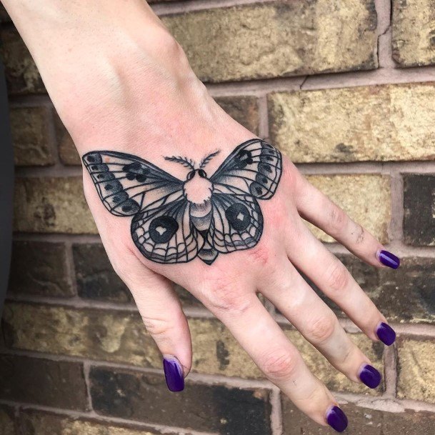 Gorgeous Dark Butterfly Tattoo Womens Hands