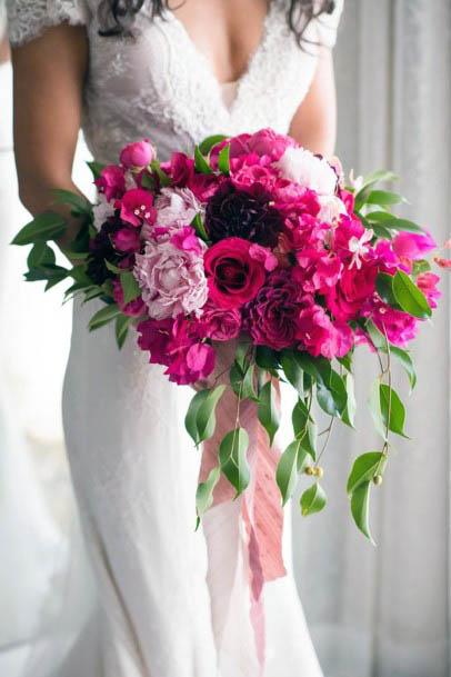 Gorgeous Dark Pink Flowers Wedding Assemblage Idea