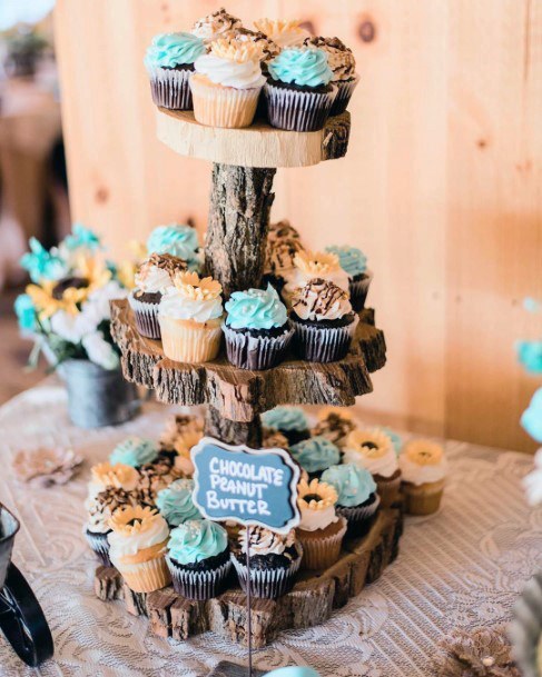 Gorgeous Delicious Blue Yellow Sunflower Cupcake Inspiration Wedding Ideas