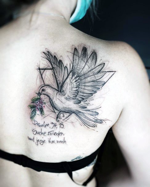 Gorgeous Dove Tattoo Womens Back