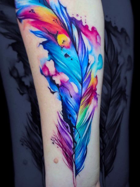 Gorgeous Feather Tattoo For Women