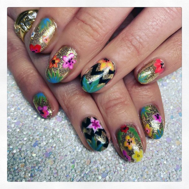 Gorgeous Floral Tropical Nails Women