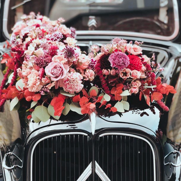 Gorgeous Flowers On Wedding Car Decorations