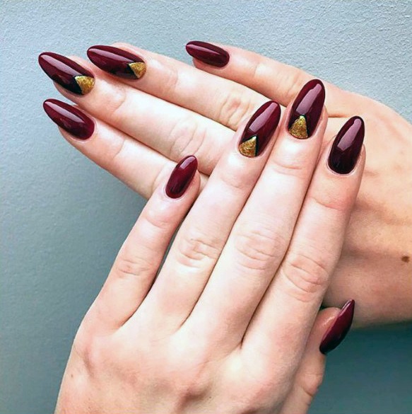 Top 50 Best Maroon and Gold Nails For Women - Luxe Burgundy Designs