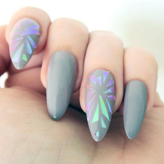 Gorgeous Gray Glass Nails For Women