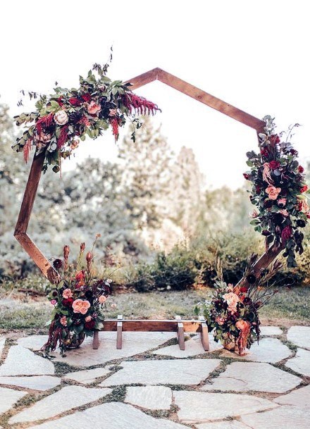 Gorgeous Heptagon Floral Wedding Arch Backdrop In October Ideas