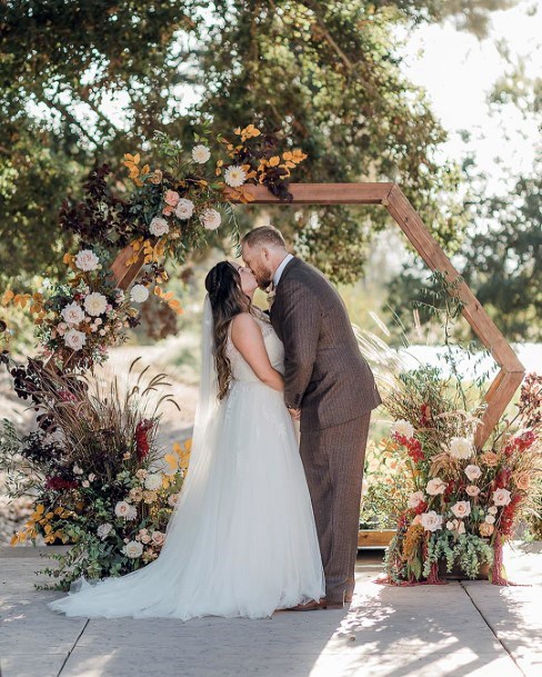 Gorgeous Hexagon Wedding Flower Arch Backdrop Altar Inspiration