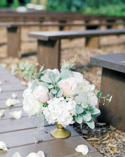 Gorgeous Lush White Roses Bouquet Wedding Aisle Decor