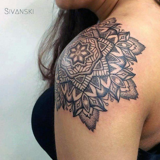 Gorgeous Mandala Tattoo Women Shoulder