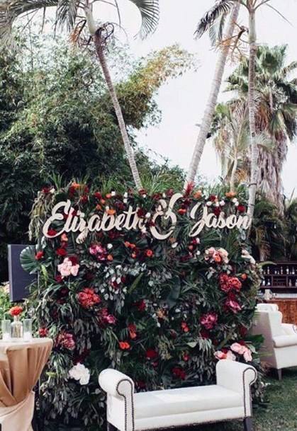 Gorgeous Modern Greenery Red Floral Backdrop Unique Bench Ideas For Wedding