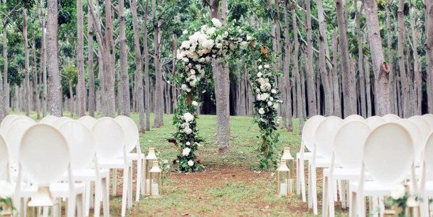 Gorgeous Nature Green Outdoor Wedding Floral Arch White Chair Inspirational Decorations