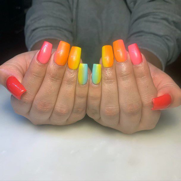 Gorgeous Ombre Colorful Nail Inspiration Squared Tip Ideas For Girls