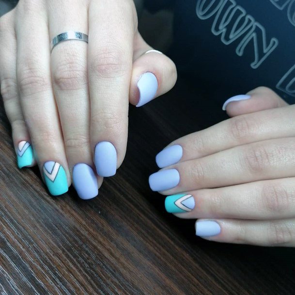 Gorgeous Pastel Purple And Turquoise Pretty Triangle Nail Ideas For Women