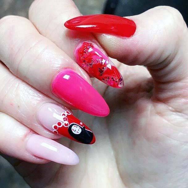 Gorgeous Pink And Red Nails For Women