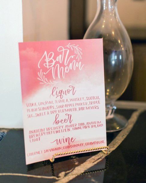 Gorgeous Pink Ombre Bar Menu Ideas For Wedding